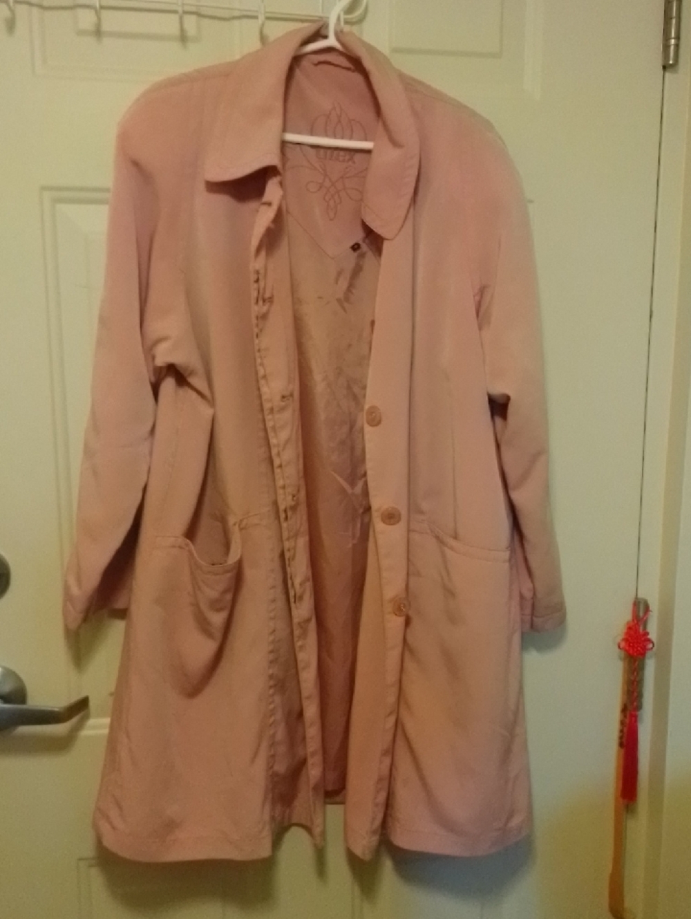 Utex Blush Pink Trench Coat with Front Pockets